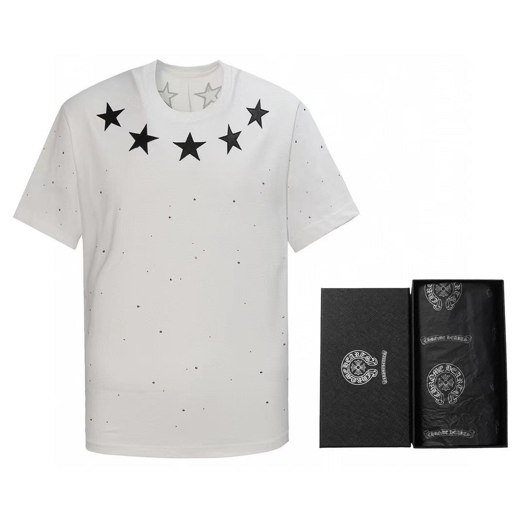 Chh Chrome Hearts T Shirts  Star Hot Diamond Short-sleeved T-shirt