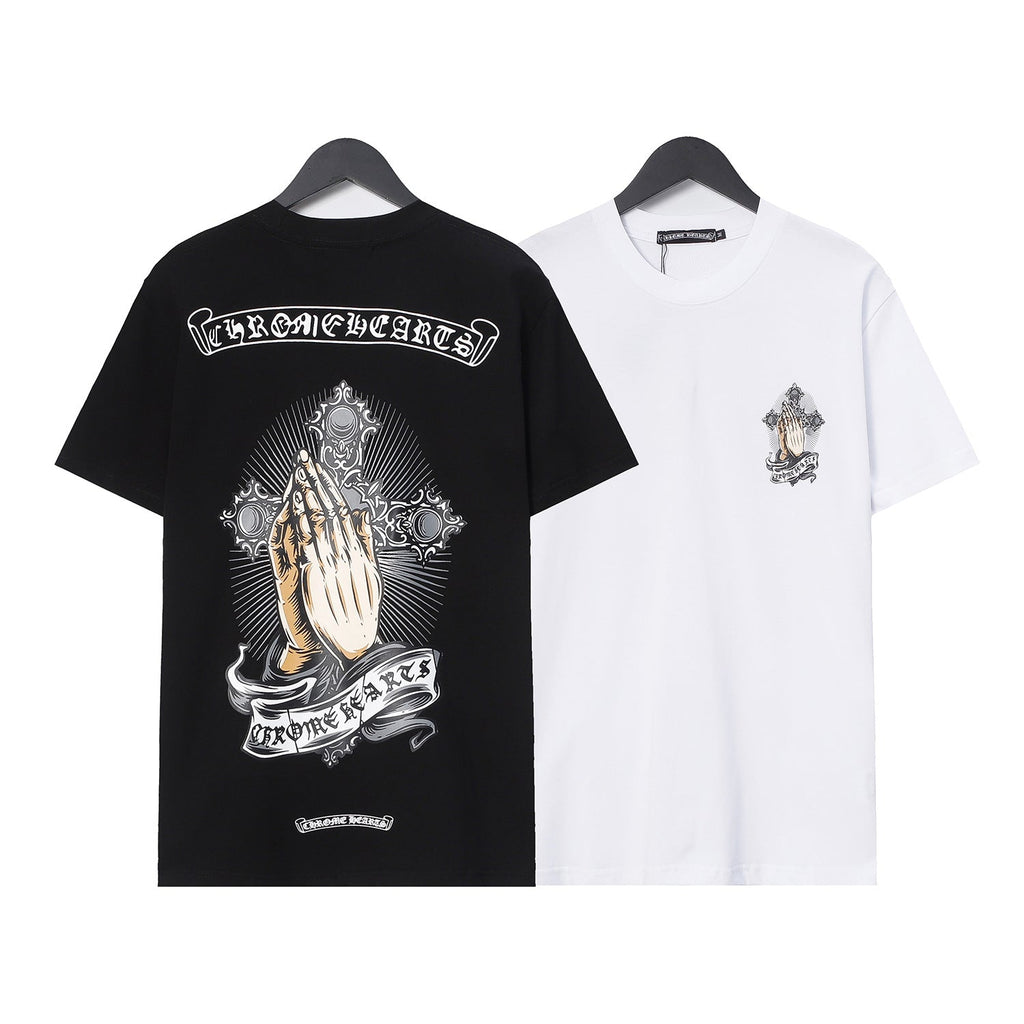 CHH Chrome Heart T Shirts Croix Hands Ribbon Cross