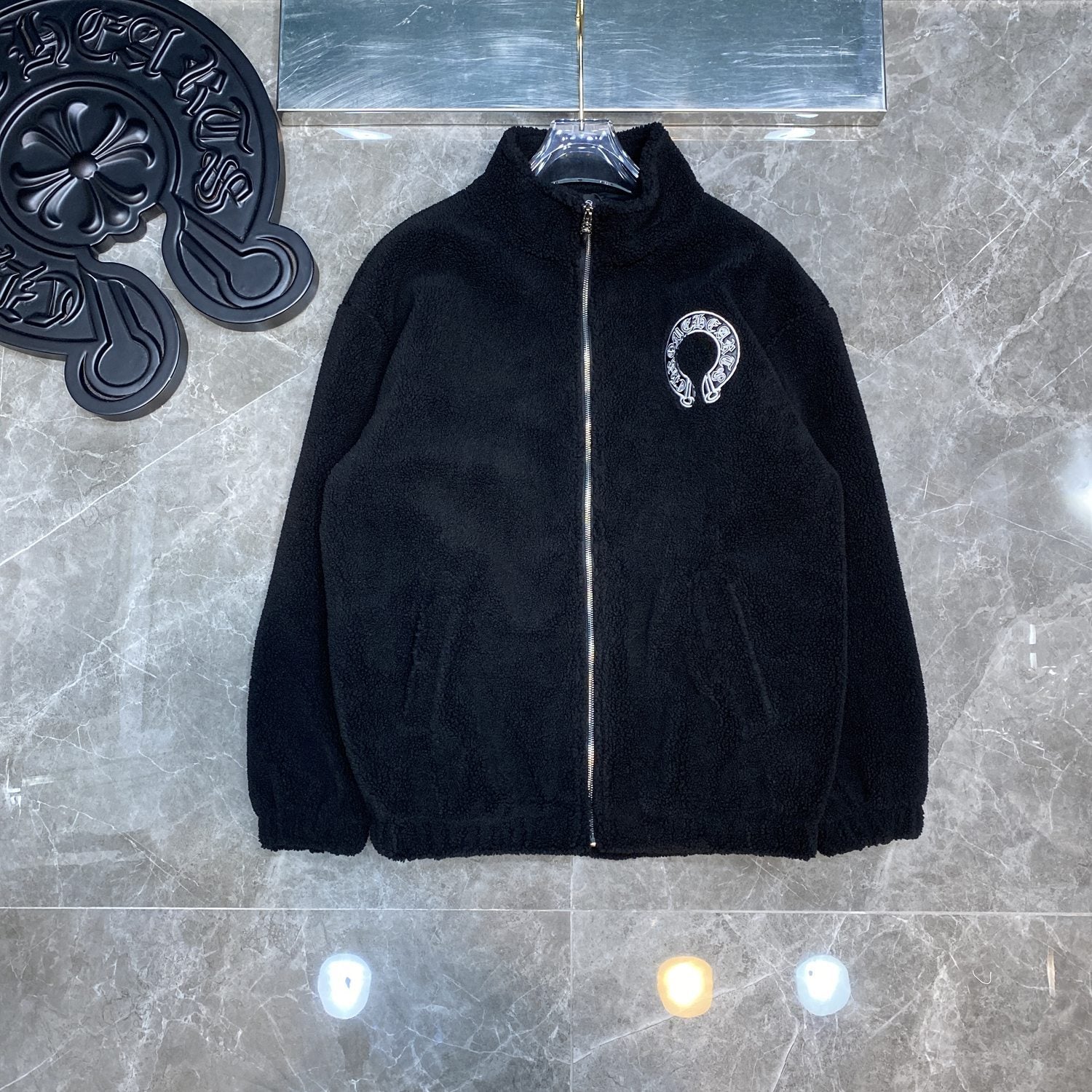 CHH Chrome Heart Coat ChromeHearts Winter Lamb Fur Crochet Horseshoe Fashion Design Cardigan Jacket
