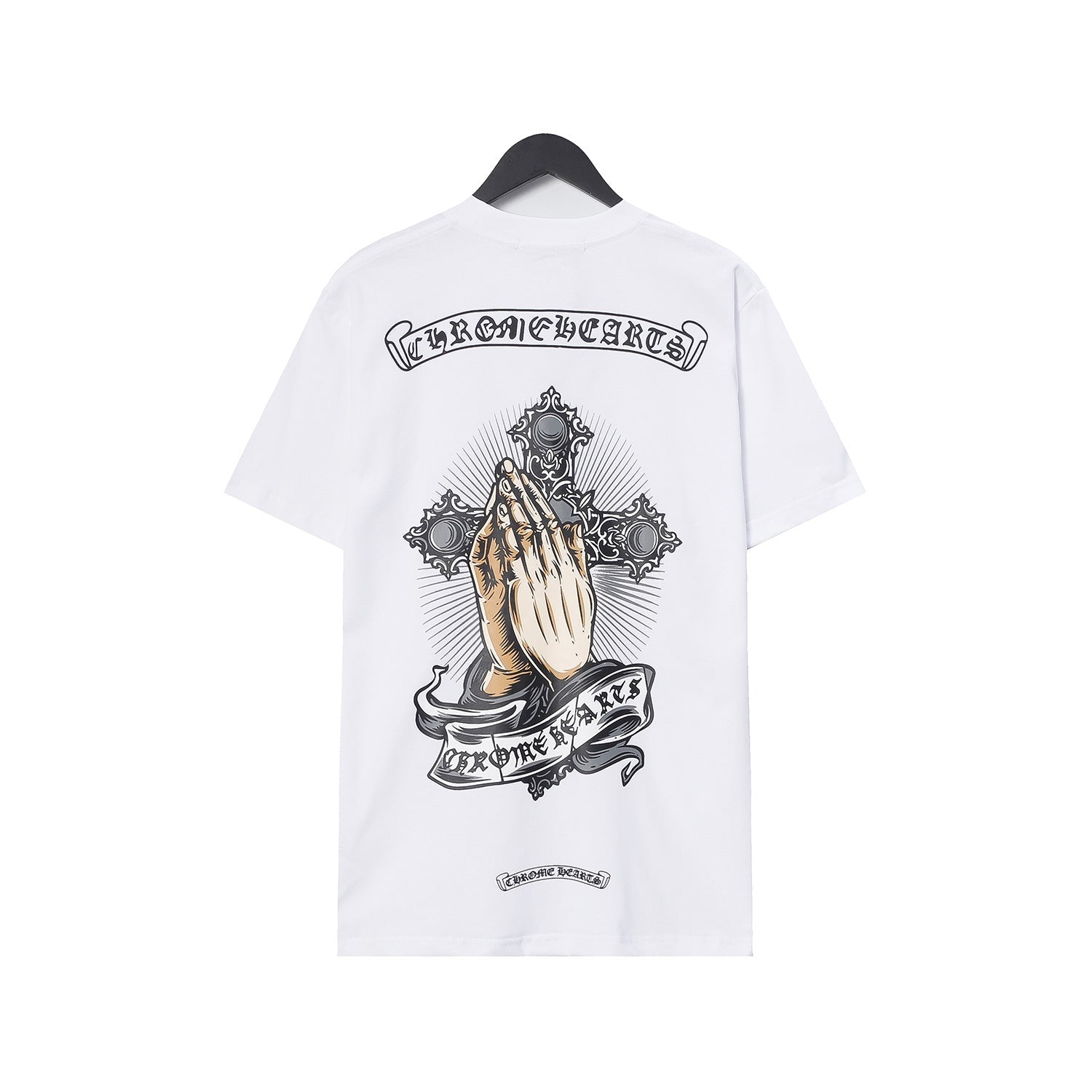 CHH Chrome Heart T Shirts Croix Hands Ribbon Cross
